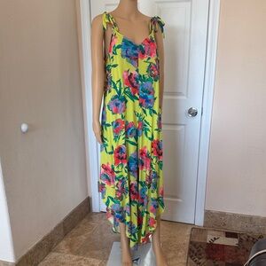 Vince Camuto Yellow/Blue/Red Floral High-Low Jumpsuit. 
Size M.
Like new.